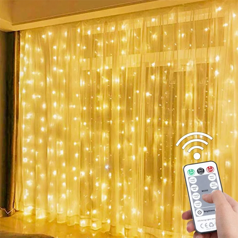 Rideau lumineux textile déco — Rideau lumineux LED 3M, guirlande lumineuse féerique | home20.fr