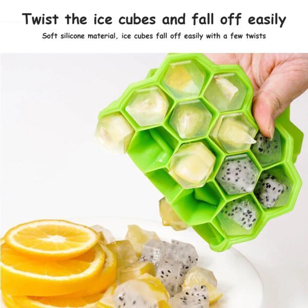 1058-8d0682.jpg Bac à glaçons en Silicone, nid d'abeille, réutilisable, sans BPA, avec couvercle amovible, 37 cavités
