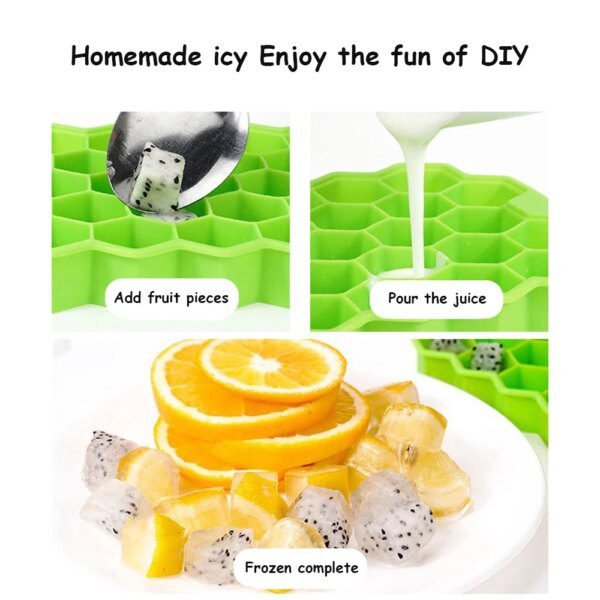 1058-ad7cfc.jpg Bac à glaçons en Silicone, nid d'abeille, réutilisable, sans BPA, avec couvercle amovible, 37 cavités