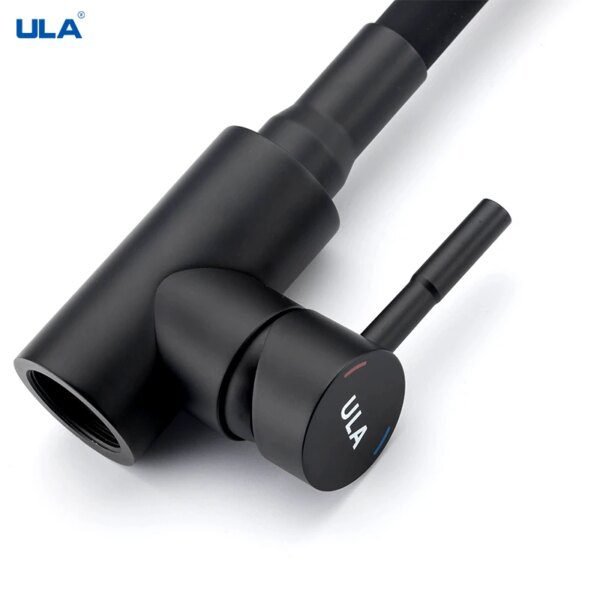 Robinet Mitigeur de Cuisine – Tuyau Flexible Noir, Eau Chaude