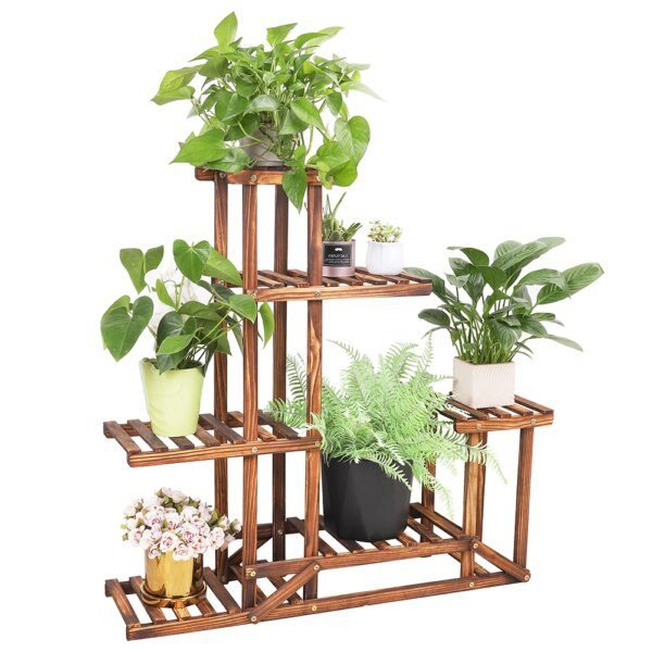 support pot de fleur en bois à 6 niveaux, étagère pour Pots de jardinières