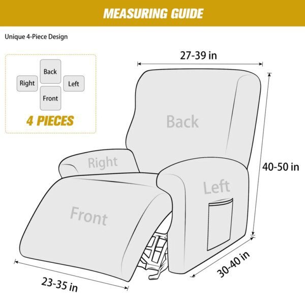 housse de canapé inclinable en Jacquard, 4 pièces séparées