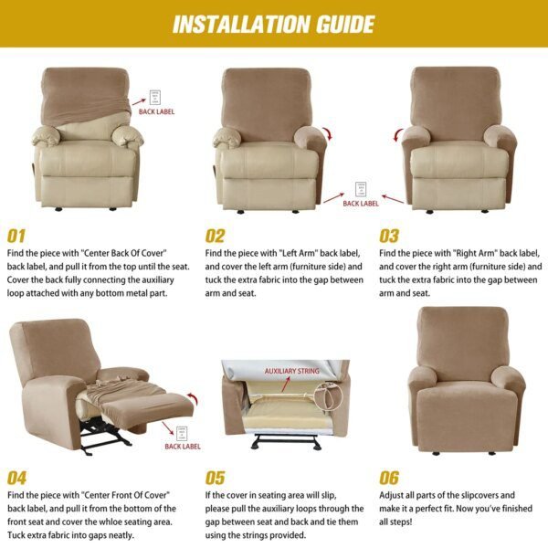 housse de canapé inclinable en Jacquard, 4 pièces séparées