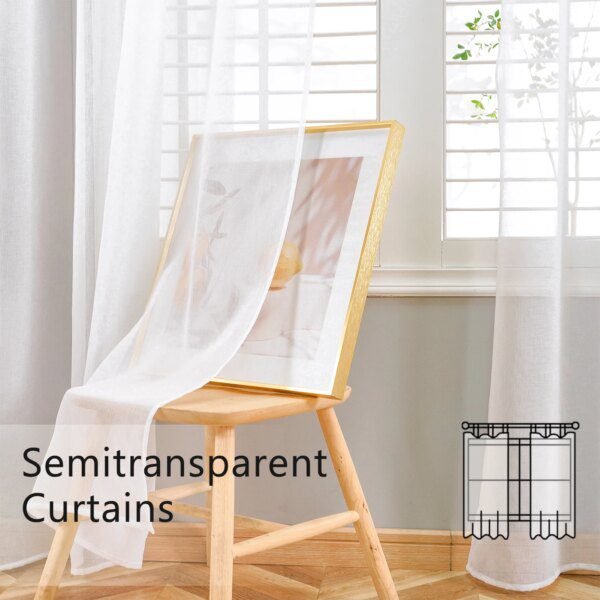 rideaux salon en Voile uni, rideaux blancs transparents pour salon