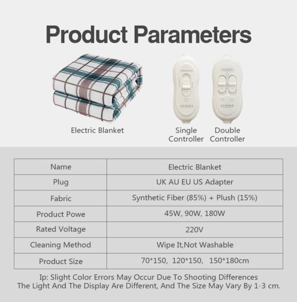 Couverture électrique plus épaisse Double corps 150×180 cm