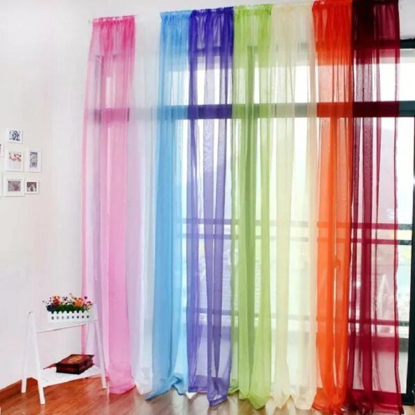 rideaux salon de porte en Tulle transparent, couleur unie
