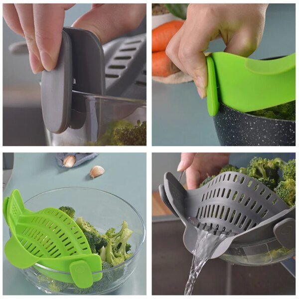 Passoire de Cuisine en Silicone – Clip Multifonction pour Bol