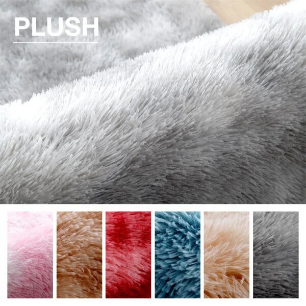 Tapis gris en peluche moelleux pour salon et chambre