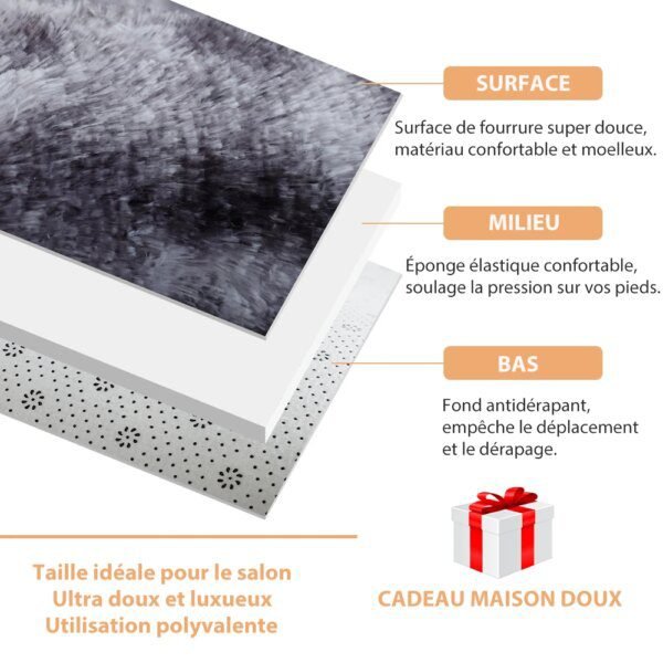 Tapis Salon – Peluche Douce, Épais, Antidérapant, Couleur Unie