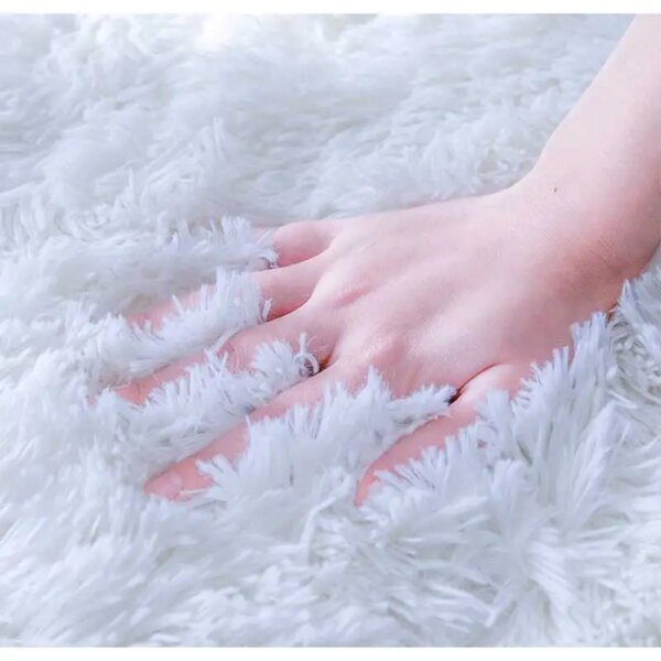 Tapis Fourrure Antidérapant – Salon et Chambre, Style Nordique, Noir