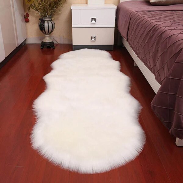 Tapis en laine de Chambre en Peluche Doux en Peau de Mouton