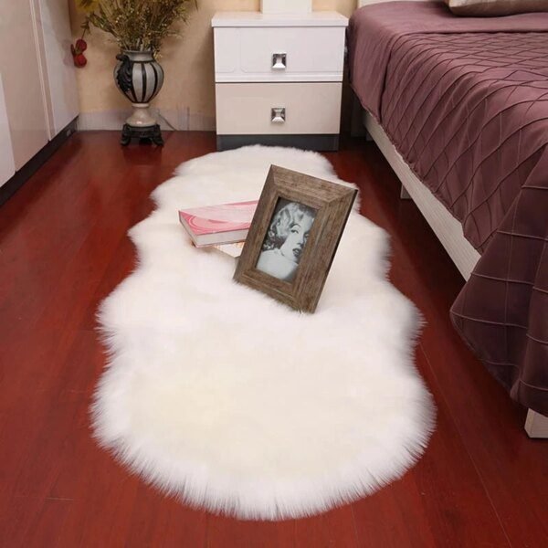 Tapis en laine de Chambre en Peluche Doux en Peau de Mouton