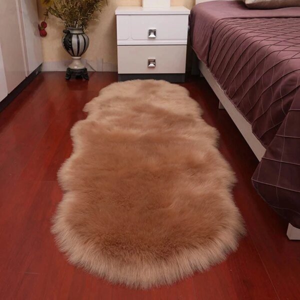 Tapis peluche doux en peau de mouton – Imitation laine pour chambre
