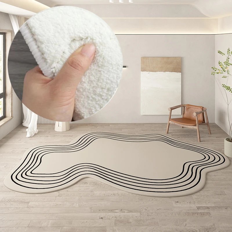 Tapis rond textile déco — Tapis rond irrégulier en peluche - Épais, moelleux | home20.fr