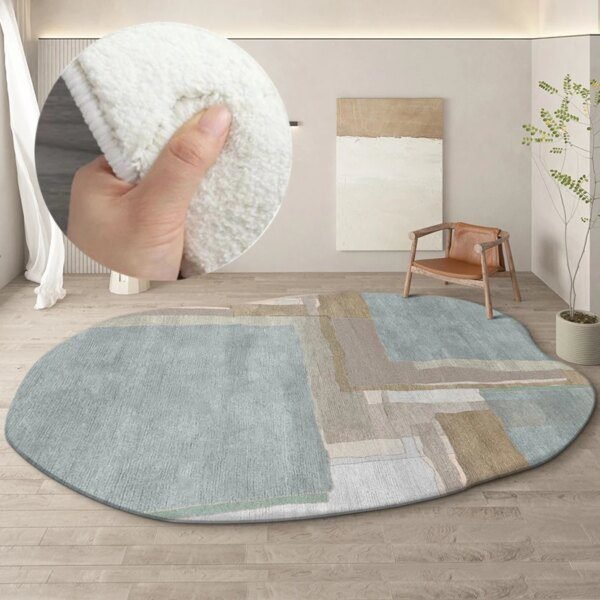 Tapis rond irrégulier en peluche, épais et moelleux, décoration de la maison, pour le salon, le canapé, la chambre à coucher, personnalisation