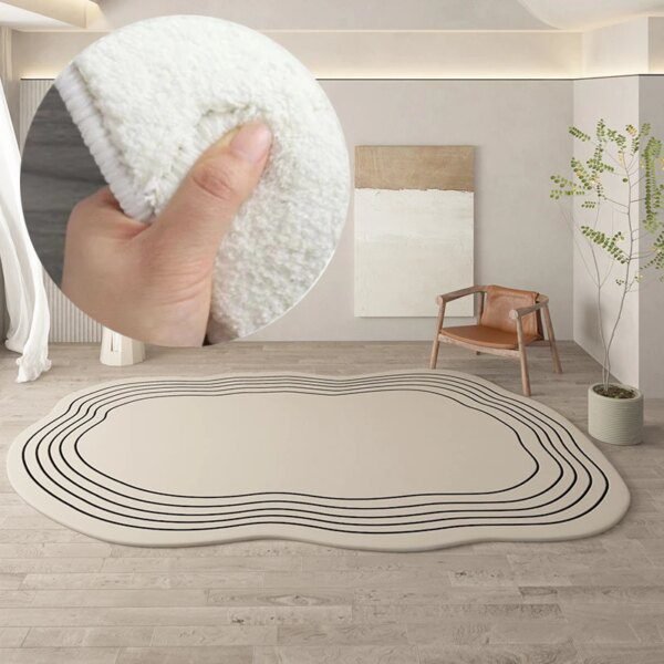 Tapis rond irrégulier en peluche, épais et moelleux, décoration de la maison, pour le salon, le canapé, la chambre à coucher, personnalisation