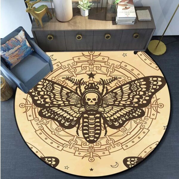Tapis de sol rond gothique avec tête de mort