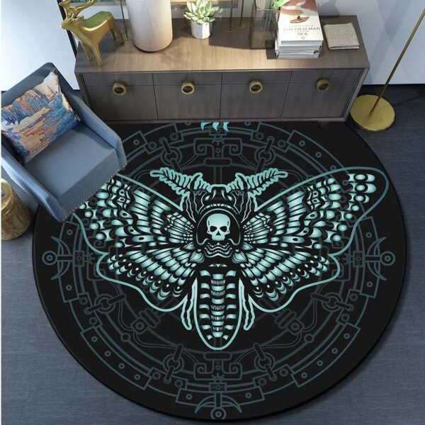 Tapis de sol rond gothique avec tête de mort