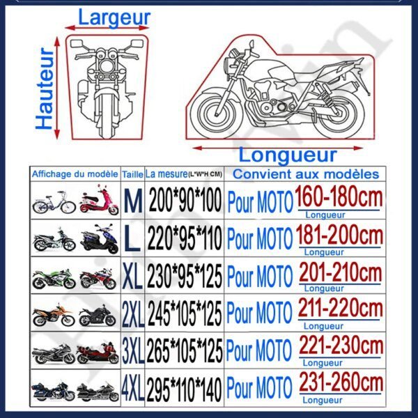 housse moto couverture universelle extérieure UV protecteur Scooter toutes les saisons imperméable vélo