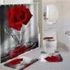 Ensemble Rideau de Douche Roses + Tapis & Accessoires – Décoration Salle de Bain