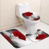 Ensemble Rideau de Douche Roses + Tapis & Accessoires – Décoration Salle de Bain