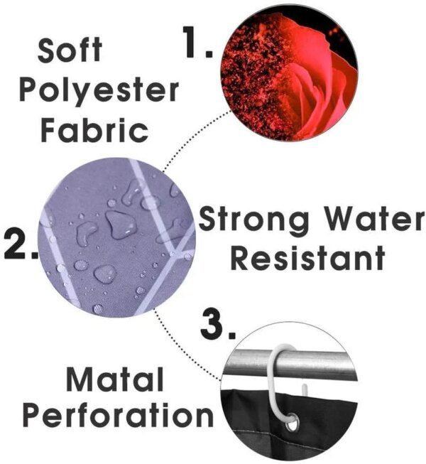 Ensemble Rideau de Douche Roses + Tapis & Accessoires – Décoration Salle de Bain