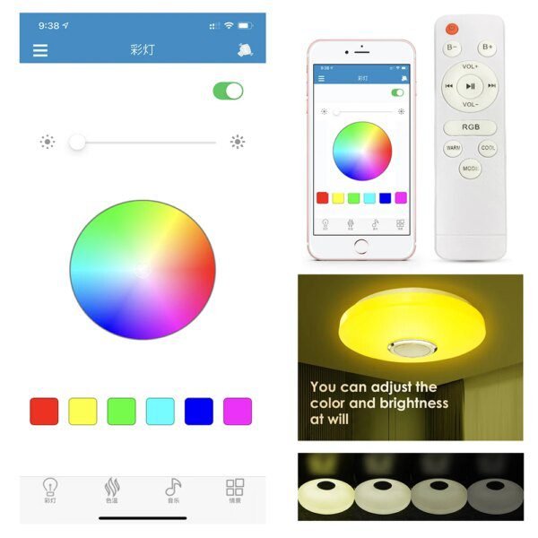 Plafonnier Led circulaire avec télécommande et Bluetooth