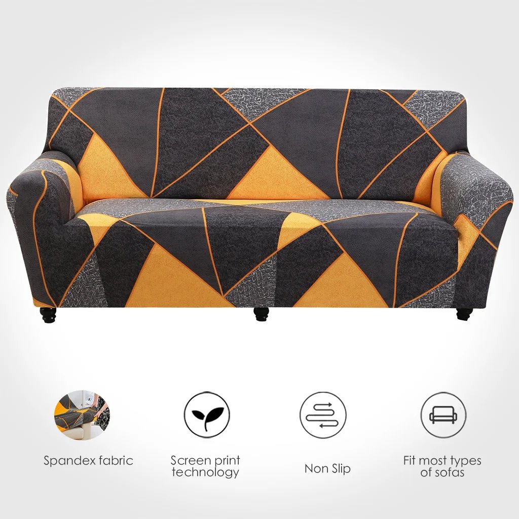housse de canapé extensible pour canapé d'angle, tissu imprimé, pour salon