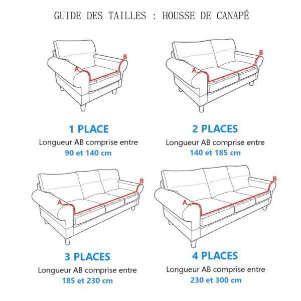 housse de canapé Extensible  1/2/3/4 Places, pour salon, compatible avec canapé d'angle