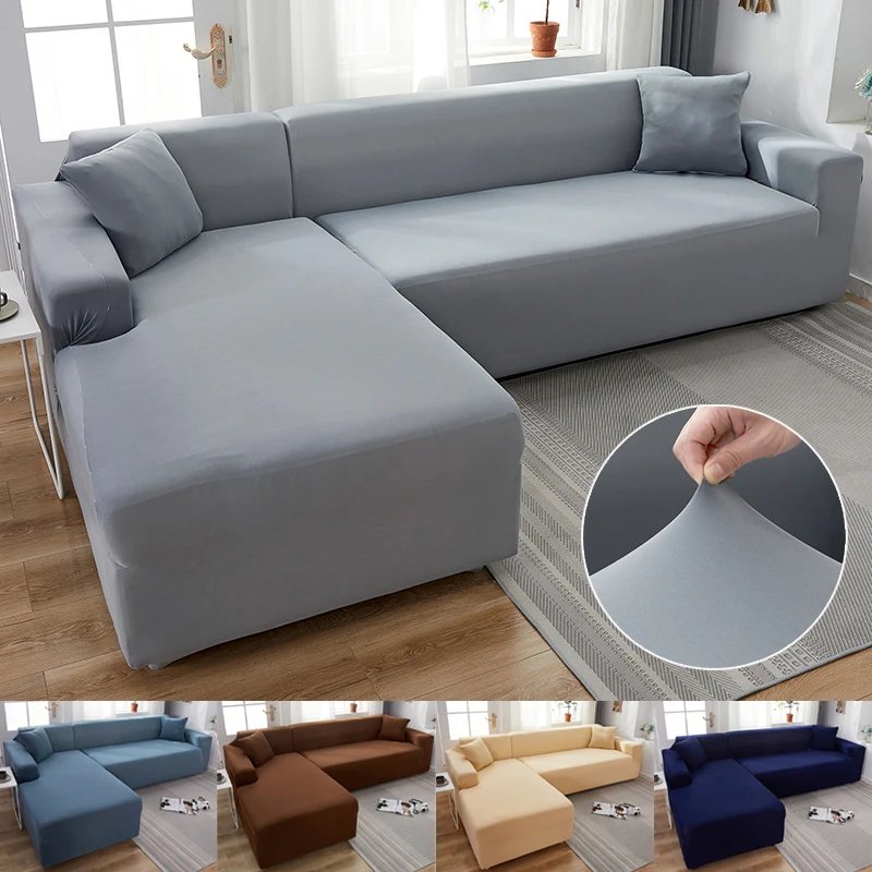 Housse canapé d'angle extensible pour canapé et fauteuil 1/2/3/4 places, couleur unie, pour salon, compatible avec canapé d'angle