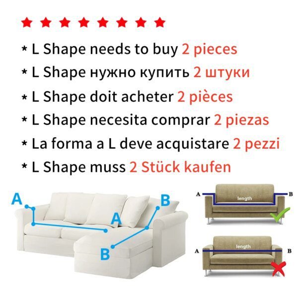 housse extensible canapé d'angle, élastique pour salon