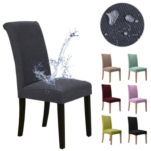 Housse de Chaise Jacquard Élastique, Waterproof, Protection de Siège pour Salle à Manger
