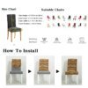 Housse de Chaise Jacquard Élastique, Waterproof, Protection de Siège pour Salle à Manger
