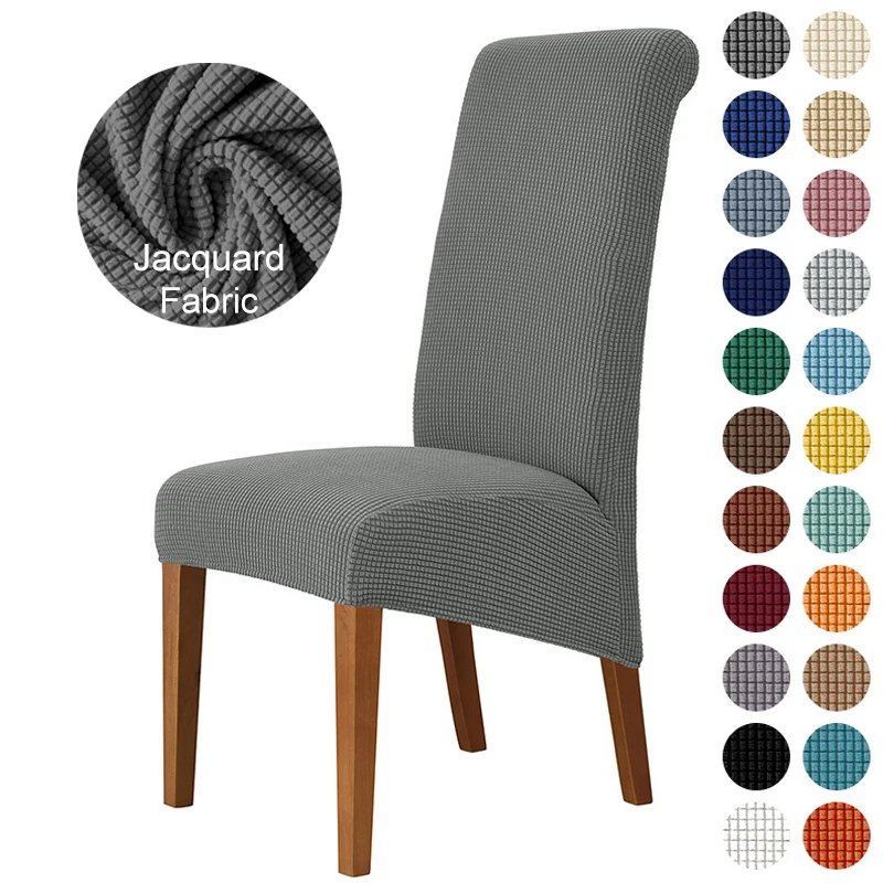 Haute chaise jacquard housse — Housse de chaise en Jacquard à haute élasticité, couvre-chaise de taille M XL | home20.fr