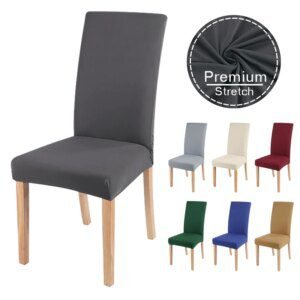 Housse de chaise élastique de couleur unie, en Spandex