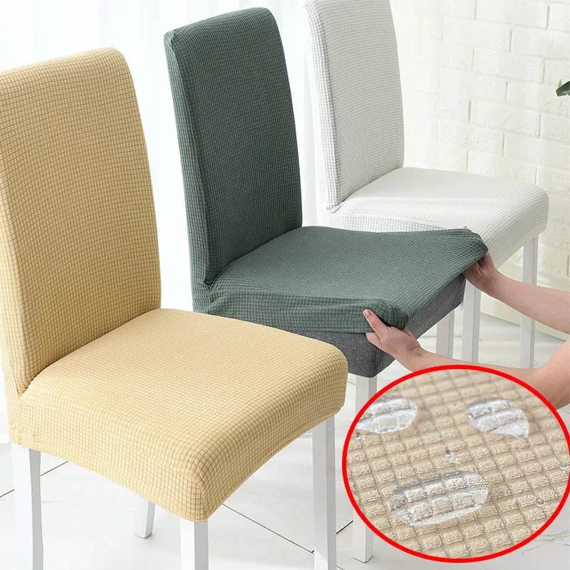 Housse de Chaise Imperméable et Élastique avec Dossier, Couvre-Chaise en Jacquard, pour Salle à Manger, Cuisine, Mariage, Hôtel, Banquet