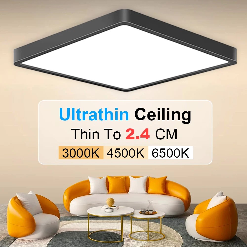 Carré plafonnier led luminaire — Plafonnier LED carré ultramince de 0.9 ou 20 pouces | home20.fr
