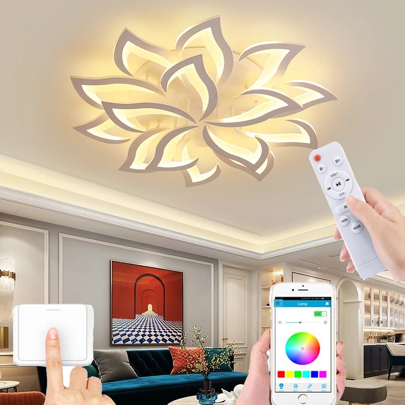 Télécommande plafonnier led luminaire — Plafonnier LED avec télécommande et application intelligente | home20.fr