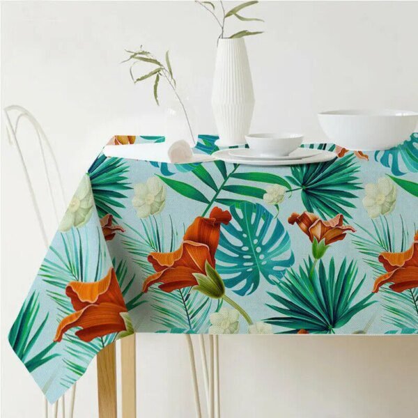 Nappe imperméable imprimée motifs plantes tropicales – Rectangulaire