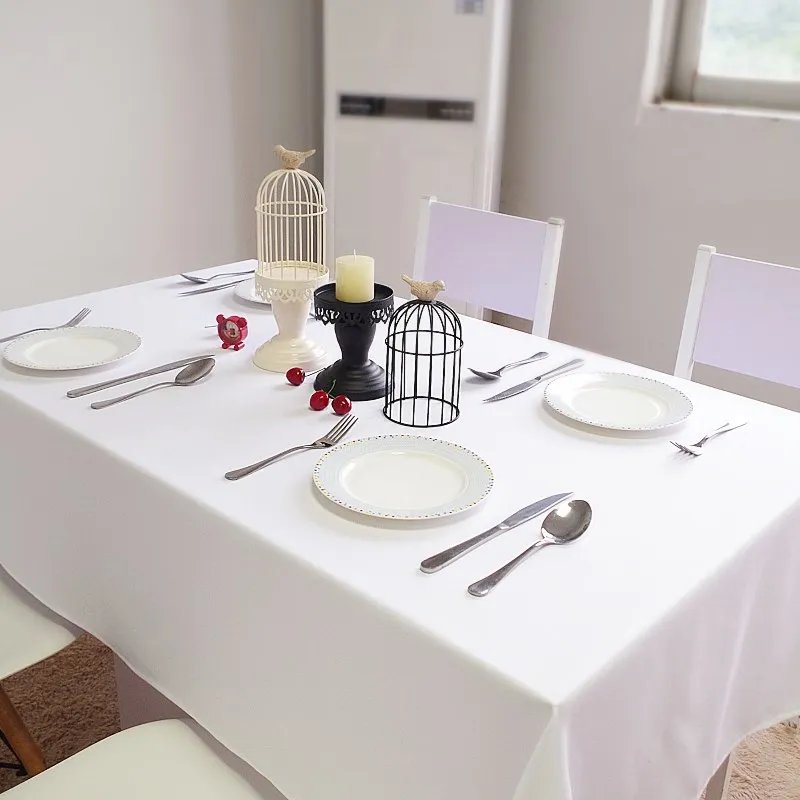 Nappe en tissu blanc surdimensionnée pour table – Mariage, banquet, hôtel