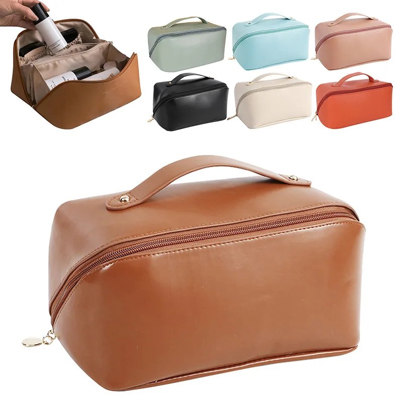 Trousse maquillage accessoire de — Trousse de maquillage en cuir de grande capacité | home20.fr