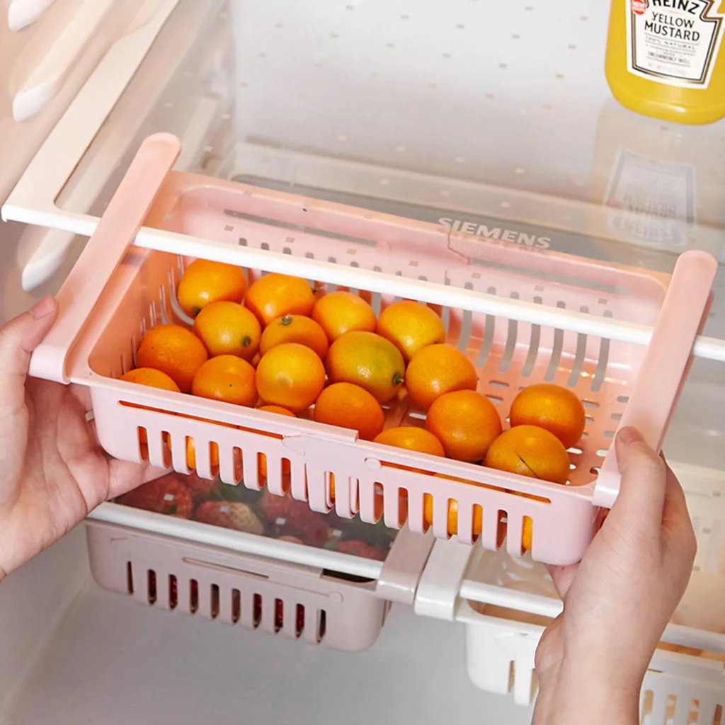 Organisateur de Cuisine Ajustable – Étagère Coulissante pour Réfrigérateur