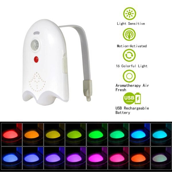 Éclairage LED WC avec Capteur de Mouvement – 16 Couleurs Rechargeable