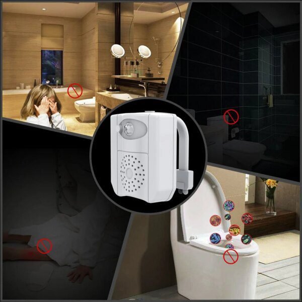 Éclairage LED WC à Piles AAA – Capteur PIR 16 Couleurs + Aromathérapie