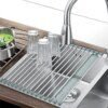 Égouttoir à vaisselle pliable en acier inoxydable, étagère de séchage à rouler, support d'évier de cuisine, organisateur de bol, rangement d'assiettes