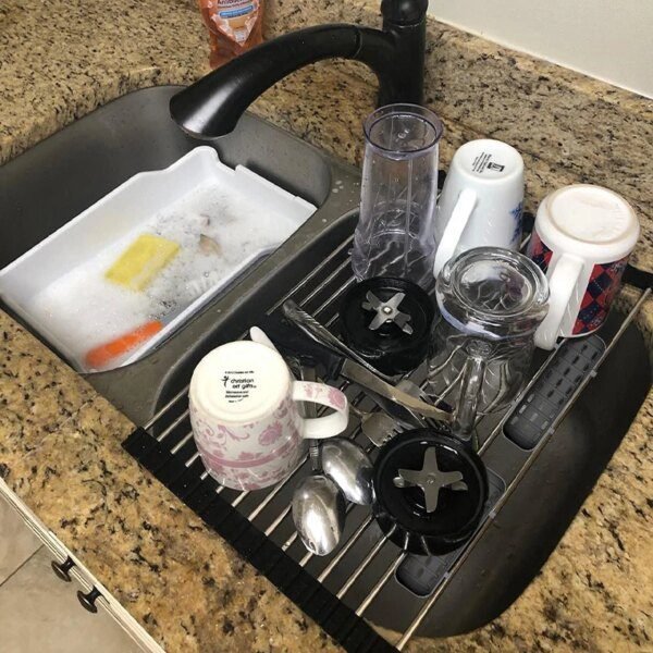 Égouttoir à vaisselle pliable en acier inoxydable, étagère de séchage à rouler, support d'évier de cuisine, organisateur de bol, rangement d'assiettes