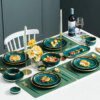 assiette ceramique , ensemble de vaisselle plats de luxe aliments verts