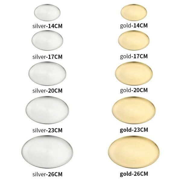 Assiette ronde en acier inoxydable, fruits