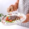 assiettes céramique nordique plat à Steak plateau à salade avec manche