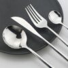couvert de table Dorés à Manche Noir, Vaisselle Plate en Acier Inoxydable